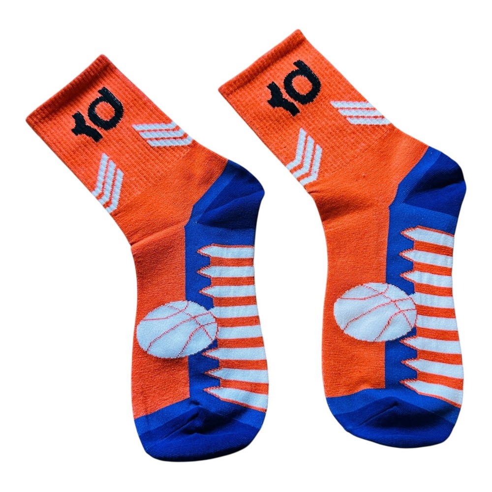 Kids Basketball Socks Kevin Durant Orange Blue Kids Unisex Sport Crew Socks